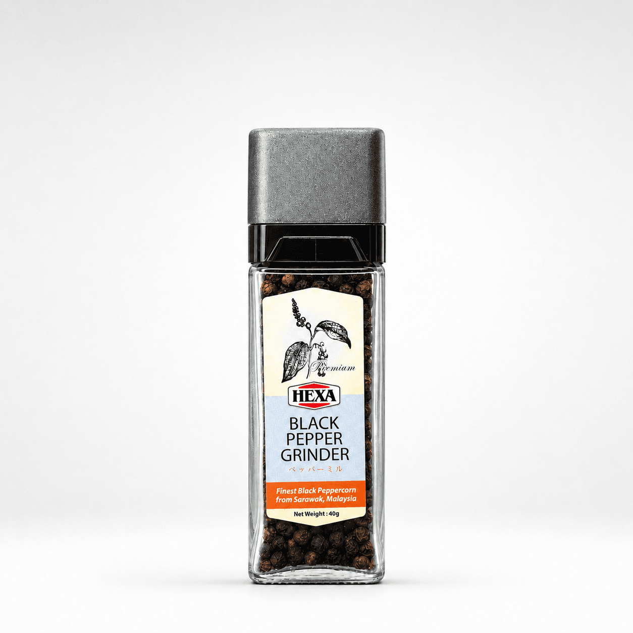 HEXA Black Pepper with Grinder 40g — Sarawak peppercorn retail Malaysia
