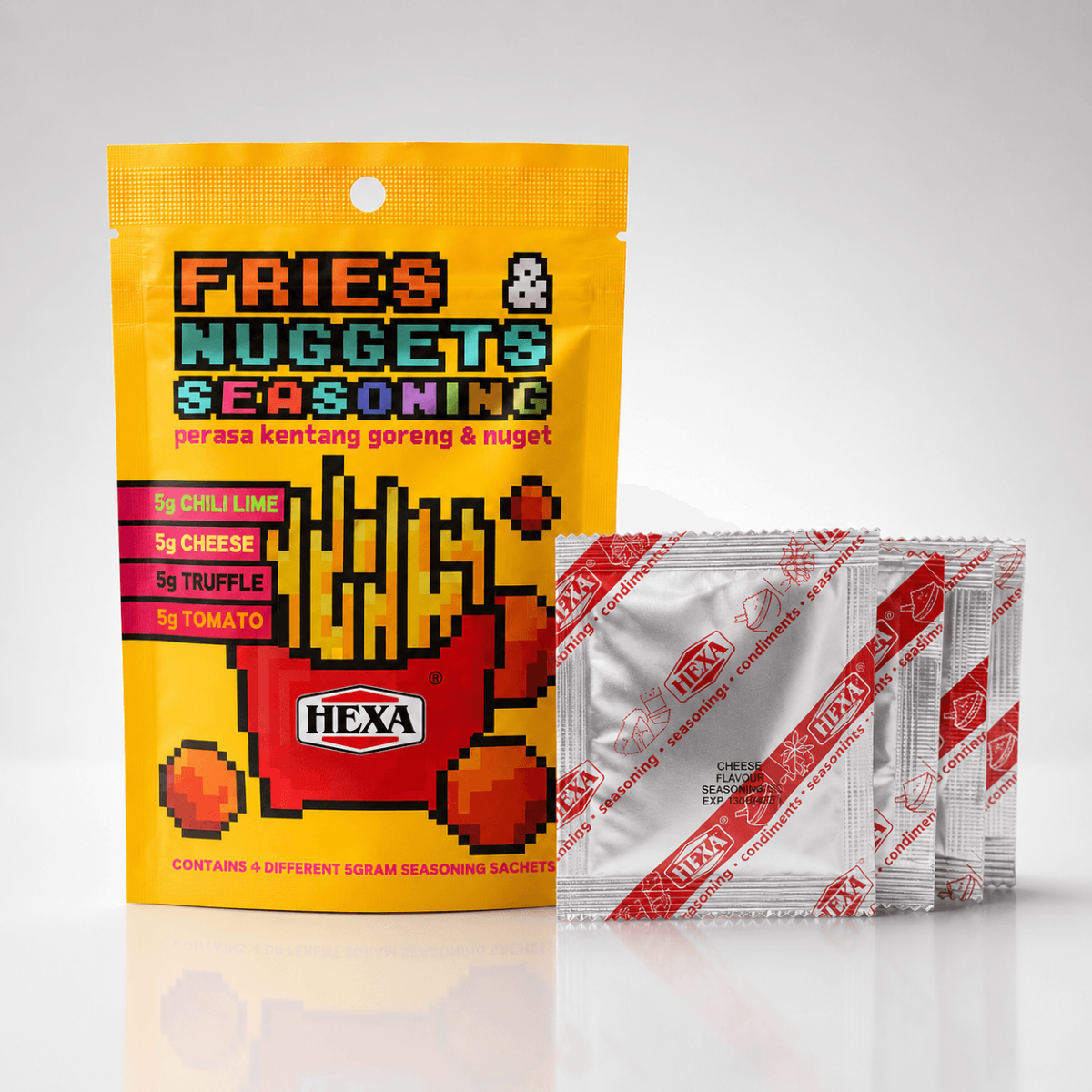 Seasoning pouch and condiment sachets